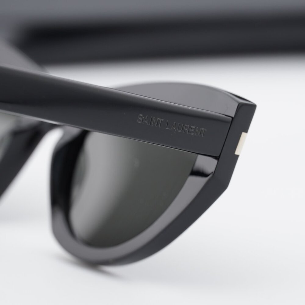 Saint Laurent SL215 GRACE 001 Cat Eye Sunglasses - Black/Grey - Picture 3 of 10